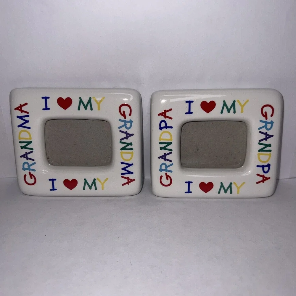 Vintage I Love My Grandma And Grandpa Picture‎ Frames Fridge Magnets Set